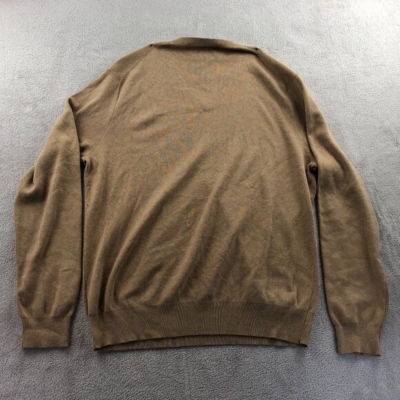Polo Ralph Lauren Mens Sweater Large V-Neck Pullover Long Sleeve Brown Cotton - Picture 14 of 14